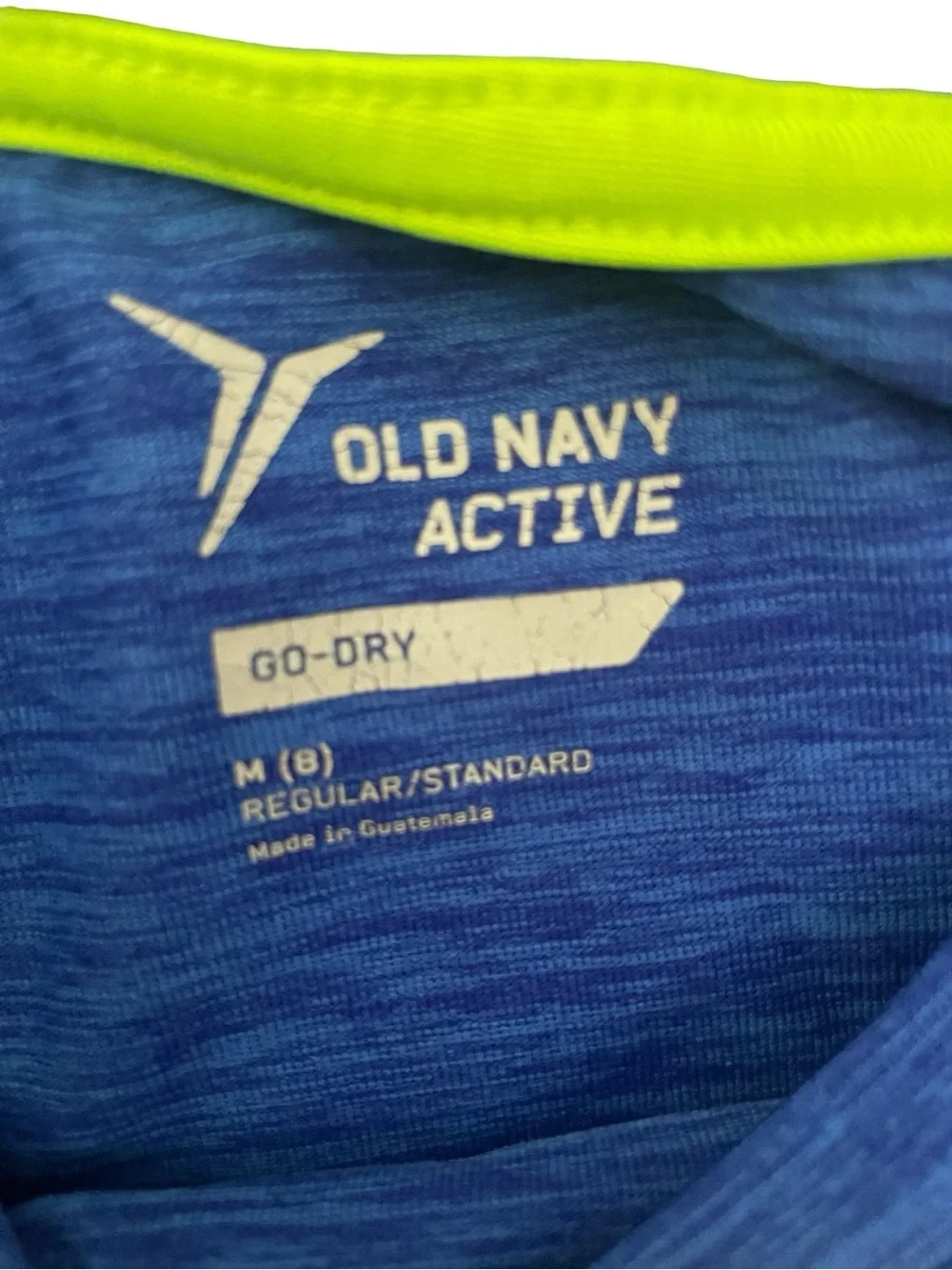 Old Navy Blue Long-Sleeve Graphic Tee with Neon Green Accent